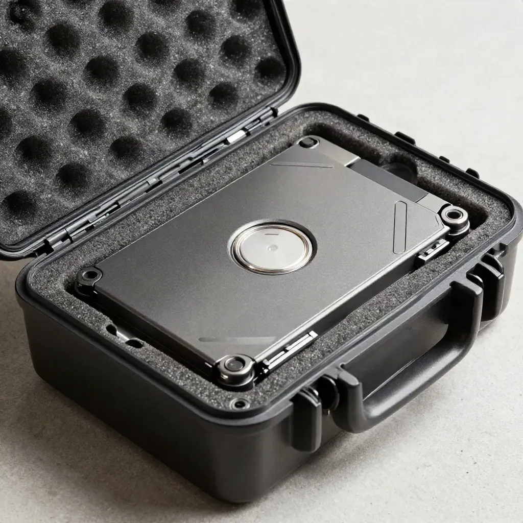 LTO tape cartridge in a foam-lined case with a second cartridge half-open beside it.